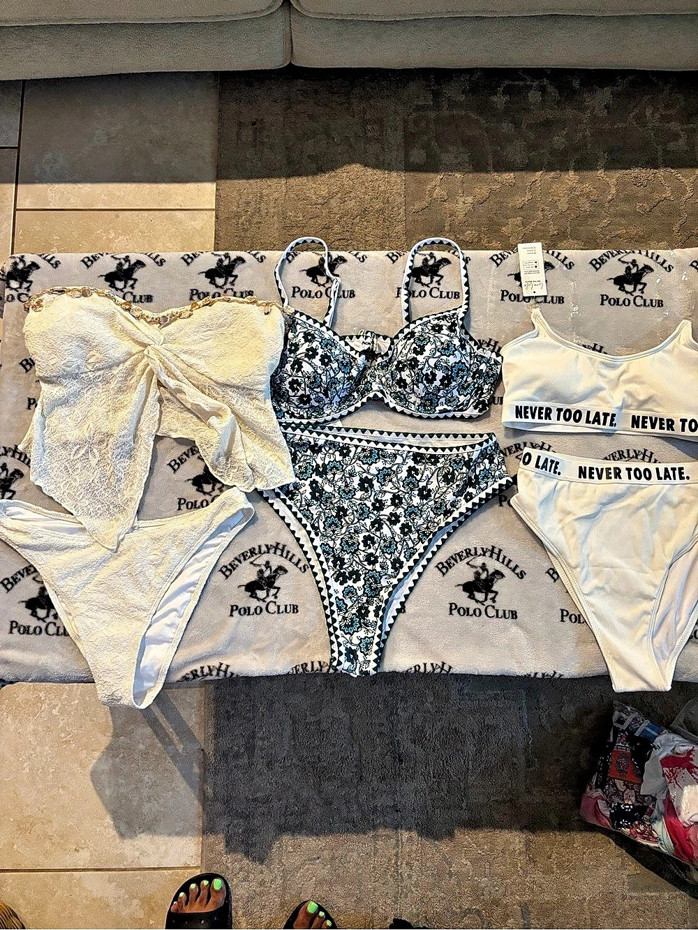 Polo Club Bikini Set in White & Blue Like New